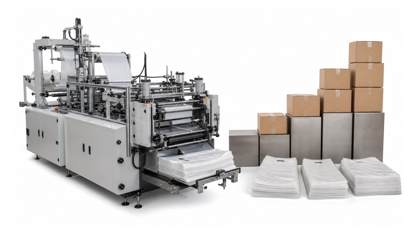 Automatic bag making machine for flexible packaging production