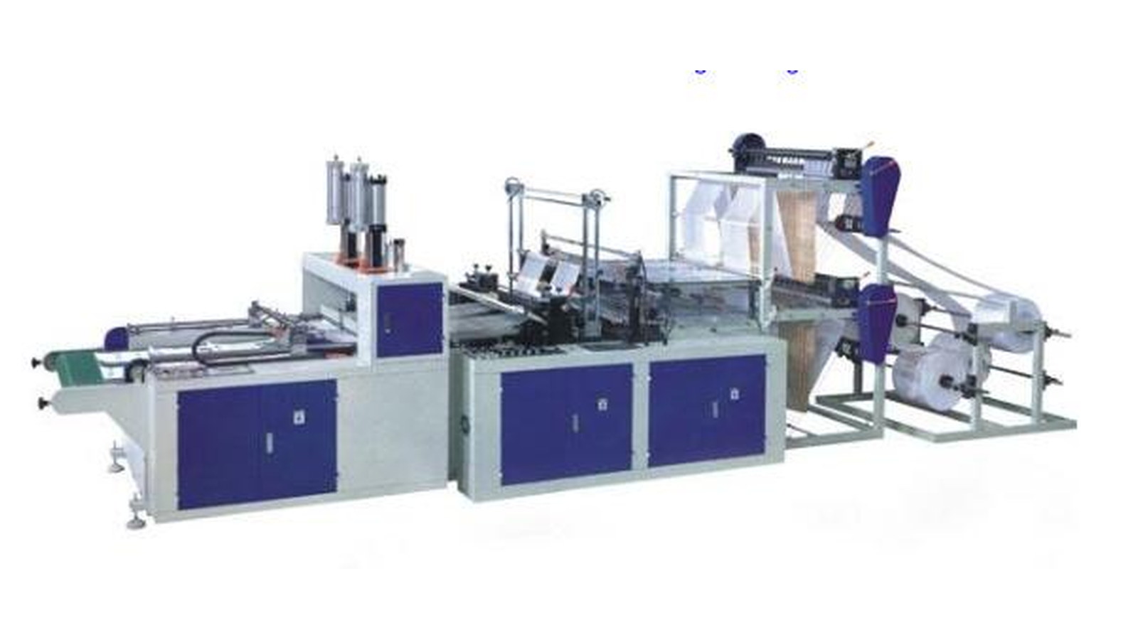 Automatic bag making machine with sealing and cutting stations