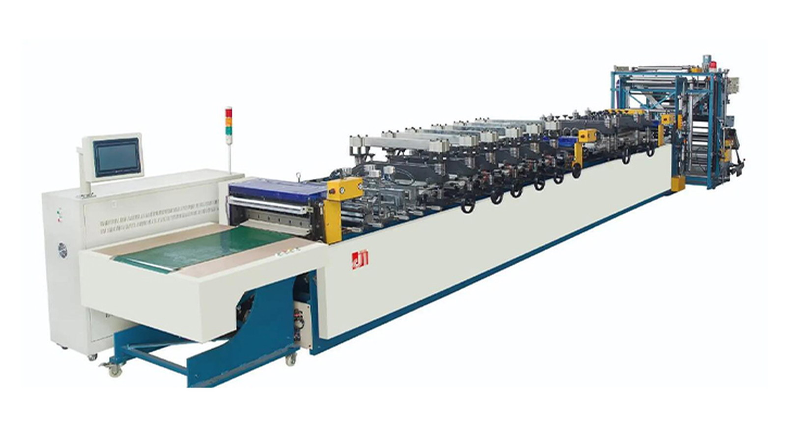 Compact plastic bag making machine with film unwind