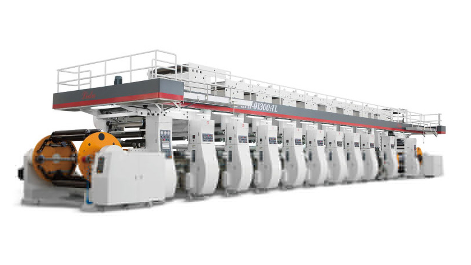 Rotogravure printing press for flexible packaging film