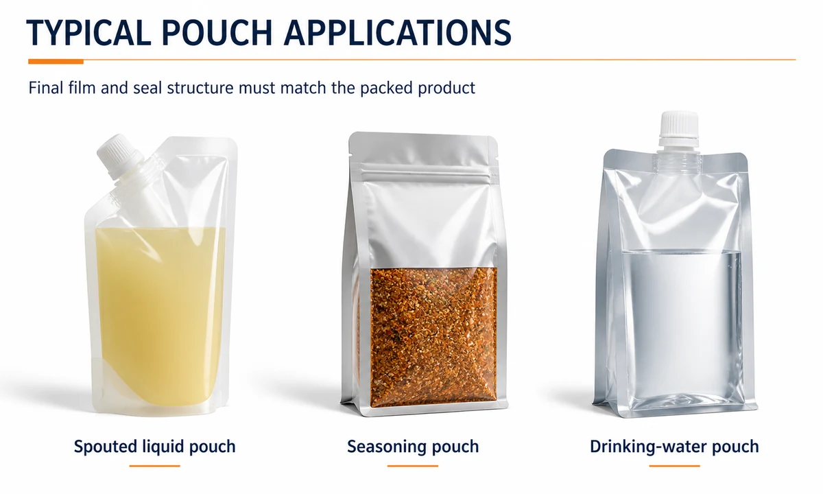 Spouted seasoning and drinking-water pouch applications